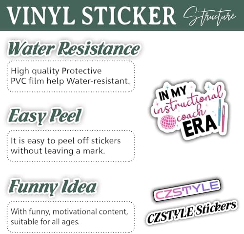 (3Pcs) in My Instructional Coach Era Sticker Funny Teacher Quote Decals Waterproof Vinyl Stickers for Books Laptops Phone Water Bottles Tumbler Cup Kindle 3 Inch