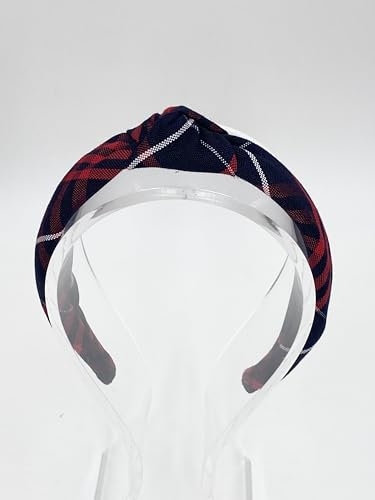 1" Knotted Headband in School Uniform Plaid-Padded headband-Knot at Top-Uniform Headband (Plaid 36)