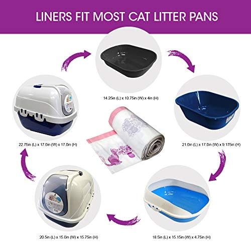 15 Count Fresh Kitty Litter Box Liners Super Thick, Durable, Easy Clean Up Jumbo Drawstring Scented Litter Pan Box Liners, Bags for Pet Cats