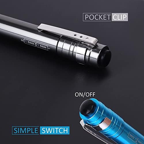 15-Pack LED Penlight - Pocket Bulk Pen Light Flashlight with Clip, 30-Piece Dry Batteries Included, Mini Pen Light for Inspection, Repairing, Camping and Training Course (15-Pack)