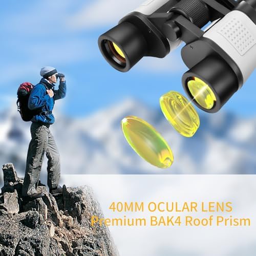12x40 HD Compact Binoculars for Kids and Adults High Powered Quality,Super Large View Binoculars with Low-Light Night Vision,Waterproof and Lightweight Binoculars for Hunting Travel Bird Watching