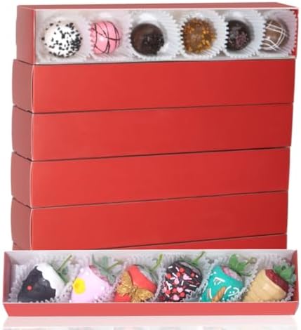 15Pack 12x2¼x2 Inches Chocolate Covered Strawberries Boxes for 6 Macaron boxes Chocolate Truffle Boxes Cookies boxes Bakery Boxes with Clear Window
