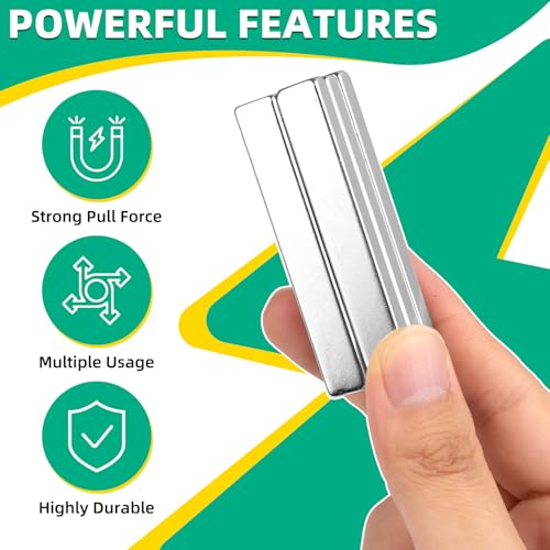 12 Pcs Bar Magnets, 60x10x3mm Thin Magnet Bar, Rectangle Magnets, Magnetic Bars Strip, Double Sided Magnet with Adhesive Backing for Fridge, Whiteboard, Garage,Science