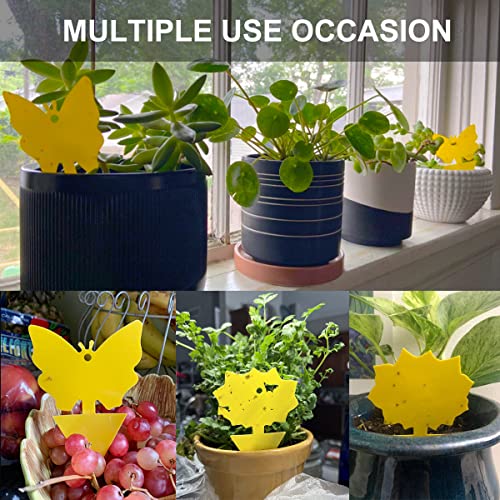 100 Pack Yellow Sticky Traps, Fruit Fly Fungus Gnat Trap for Indoor/Outdoor Use, Houseplant Sticky Bug Insect Catcher Glue Trappers