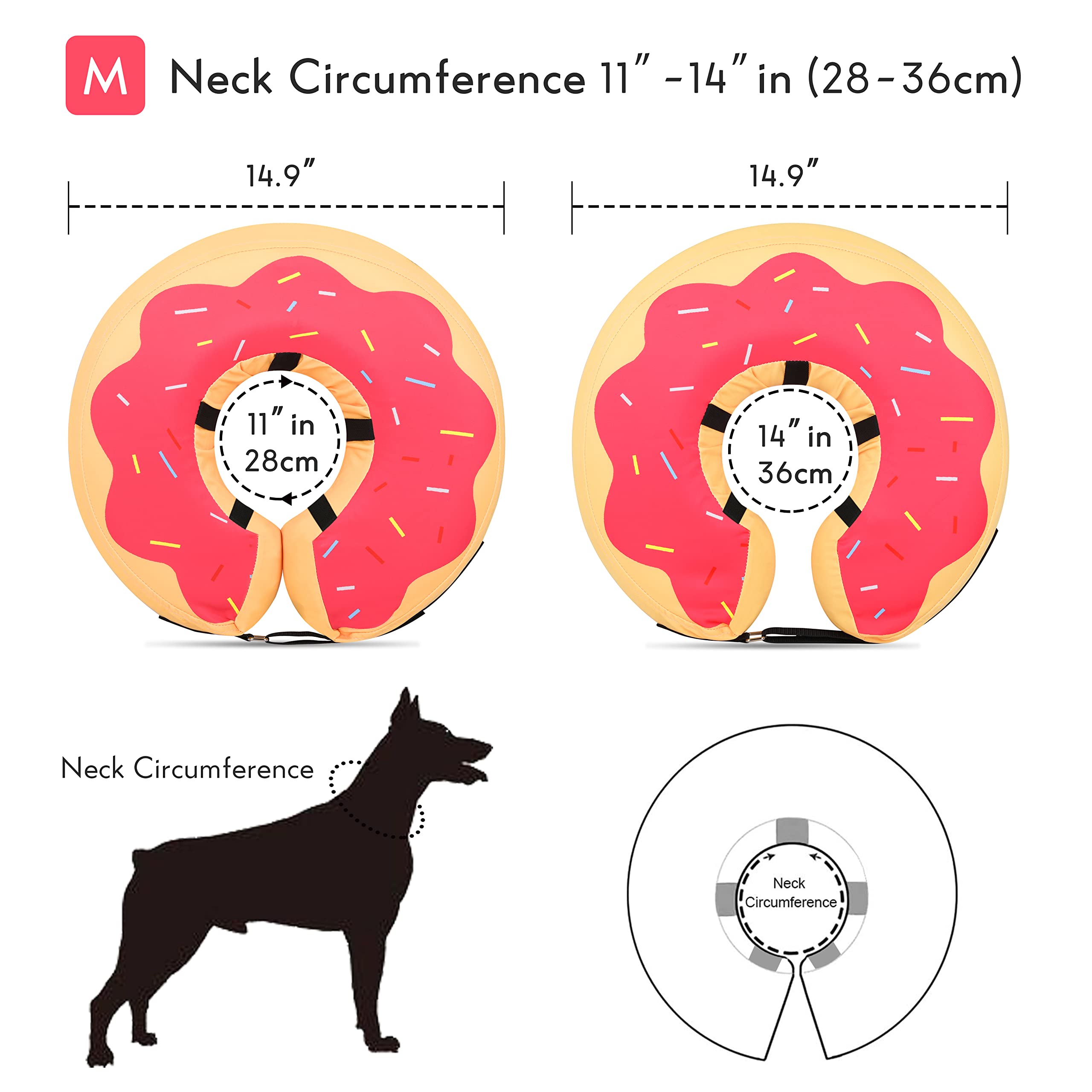 MIDOG Dog Cones for Large Dogs, Cone for Dogs After Surgery, Soft Protective Recovery Donut Collar for Dogs to Prevent Touching Stitches, Wounds, and Rashes, Does Not Block Vision E-Collar. -Red,M