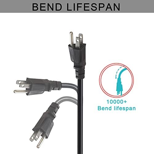 12FT Computer Monitor Replacement Power Cord -Black Long Standard PC Replace AC 3 Prong Power Supply Cord Heavy Duty 18AWG IEC C13 Power Cable NEMA 5-15P to C13 10A 125V for Monitor/TV/Computer