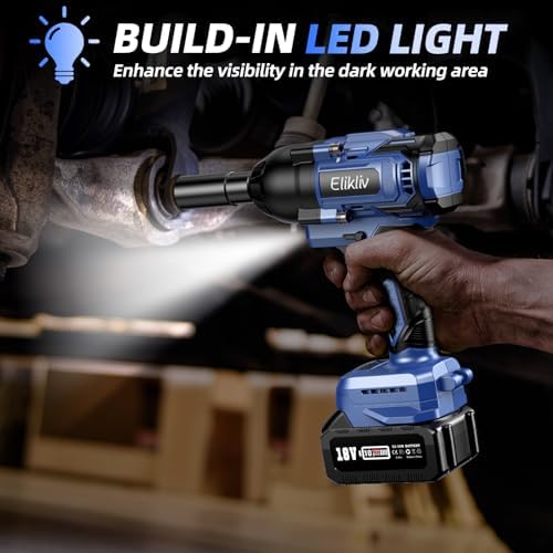 1200 N.m Cordless Impact Wrench 1/2 Inch, 900 Ft-lbs High Torque Brushless Power Impact Gun, 2x5000 mAh Battery, Fast Charge & 6 Sockets, Electric Heavy Duty Impact Driver for Home Car Tires Truck