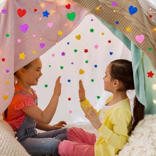 1000 PCS Foam Heart Stickers, Glitter Foam Hearts for Crafts, Self-Adhesive Valentine Day Decor, 3 Sizes Valentine Foam Stickers Heart Star Foam Stickers for Kids Crafts DIY Cards Envelop Frame