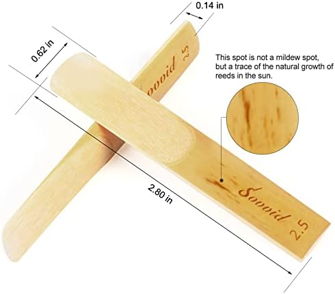 10 Pack Professional Alto Saxophone Reeds with Plastic Box, Strength 2.5 Alto Sax Reeds, Laser Engraved Marking & Thinner Reed Tip for Easy of Play, Traditional Reeds for Saxophone Alto