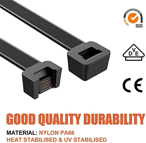14 Inch Zip Ties (Bulk 1000 Pack Black),60LBS Tensile Strength Heavy Duty Cable Wire Ties With Self-Locking Adjustable Durable Nylon Tie Wraps for Indoor Outdoor