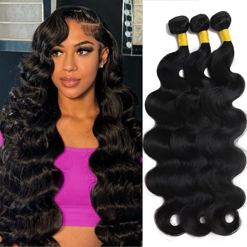 12A Brazilian Body Wave Bundles Human Hair 18 20 22 Inch 100% Real Virgin Human Hair Bundles Body Wave 3 Bundles Human Hair Body Wave Hair Extension Natural Color（18 20 22）
