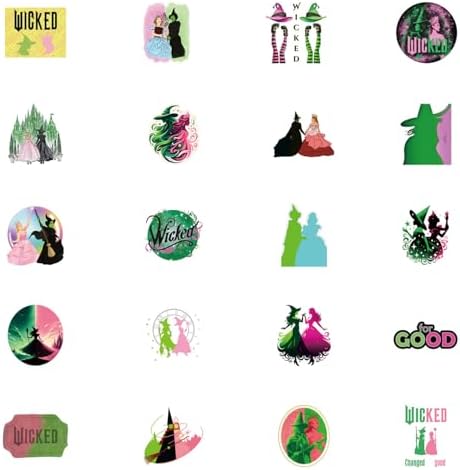 128Pcs Wicked Stickers Pack, Witch Aesthetic Vinyl Waterproof Sticker Decals for Water Bottle,Laptop,Phone,Skateboard,Scrapbooking,Bumper Choice for Teens Adults Fans for Party Supply