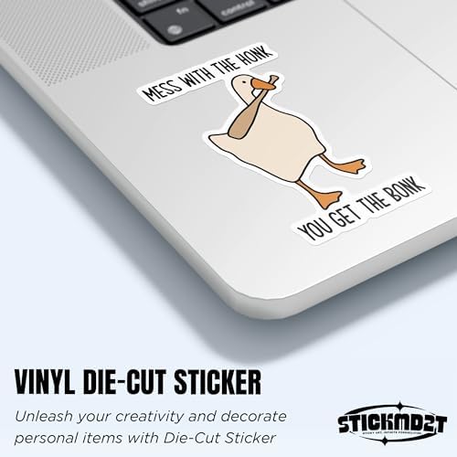 (3Pcs) Mess with The Honk You Get The Bonk Sticker Funny Meme Goose Duck 2" Waterproof Vinyl Decal Sticker Laptop, Water Bottles, Phone, Kindle Merchandise Decor Decal Gifts 2 Inches