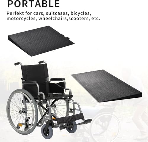 0.8" Rise Rubber Threshold Ramp for Doorways,Non-Slip Surface for Wheelchair Scooter Stroller,1500 LBS Capacity,Cuttable and Adjustable Size