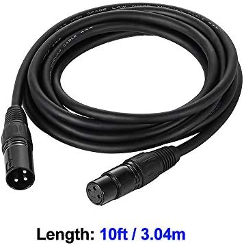 10ft / 3.04m DMX Cable, 4 Packs 3 Pin DMX Cables DMX Wires, DMX512 XLR Male to Female Stage Light Signal Cable with Metal Connectors, Connection for Stage & DJ Lighting fixtures