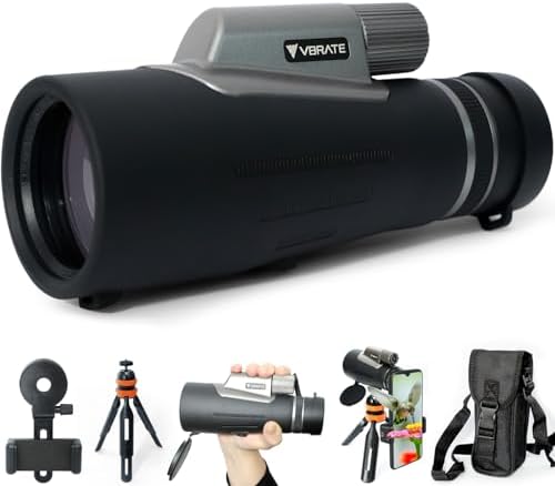 12x56 HD Monocular Telescope High Powered for Adults with Smartphone Adapter, Tripod - Compact Monocular Scope with Clear Low-Light Night Vision for Star Watching, Bird Watching, Hiking