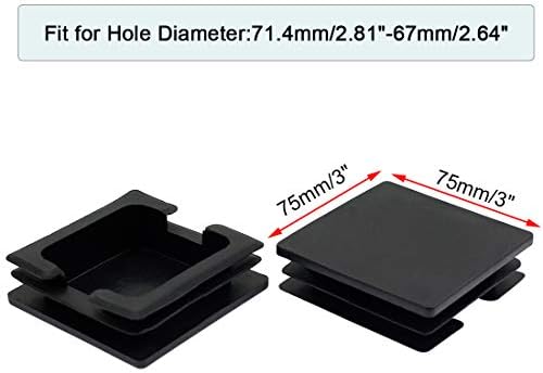 12Pack 75mm (3 Inch) Square Plastic Plug, Square Tubing End Caps, Tubing Post End Cap for Square Tubing/Black Plastic Square Plugs