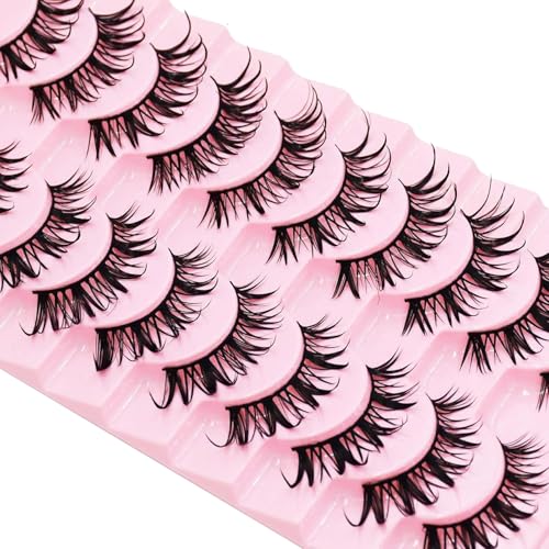 10 Pairs Manga lashes Natural Style Manhwa Eye Makeup 16mm Spiky Eye lashes Extension Cosplay Party Makeup Eyelashes (05)