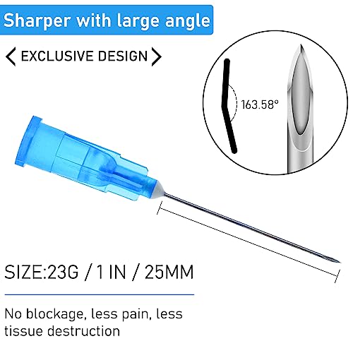100 Pack 23G 1 Inch Lab Needls, Disposable Luer Lock Sterile Supplies