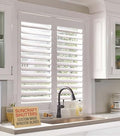 Plantation Shutters –Custom Made Window Blinds – No Front Tilt Rod - Easy DIY Installation – Interior Plantation Shutters -Privacy Blinds for Kitchen, Bath, Bedroom