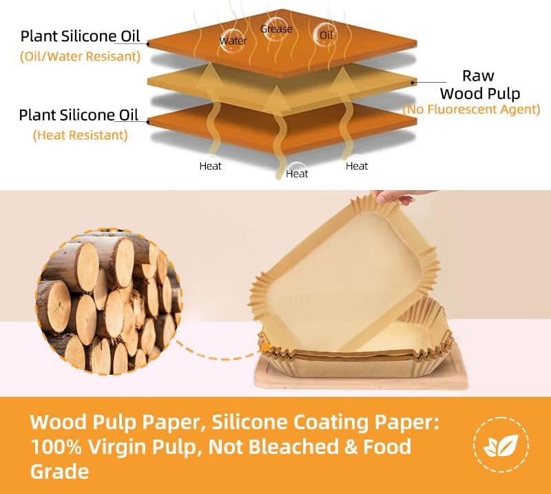 125 PCS Air Fryer Liners Disposable, 11x6 Inch Unbleached Parchment Paper for Ninja Smart XL Air Fryer, Baking Accessories, Safe & Non-Stick Air Fryer Parchment Paper Liners