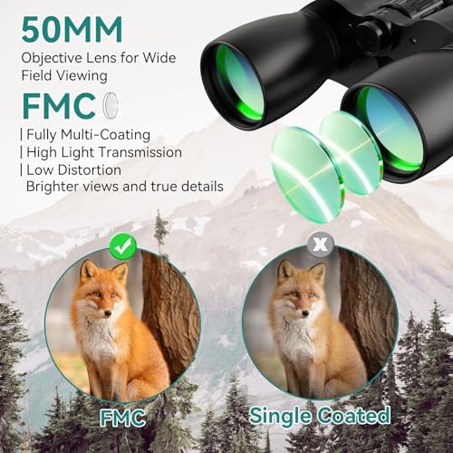 10-30X50 Zoom Binoculars for Adults, High Powered Military Binoculars for Bird Watching, Hunting, Outdoor, Hiking, Concerts Large View/Waterproof/BAK7 Prism/FMC Lens/Low Light Night Vision