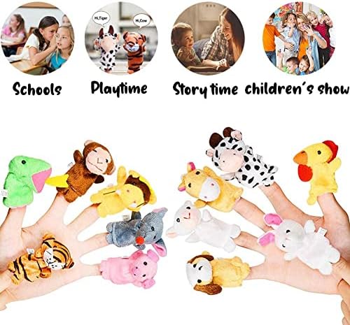 12 Pack Plush Animal Finger Puppet Toy with Valentine's Greeting Cards, Valentine School Classroom Prize Party Favor Toys, Valentine Gift Exchange