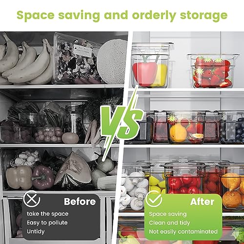12 Pack Plastic Food Pan with Lid 1/6 Size 4 Inch Deep Restaurant Clear Food Storage Containers Polycarbonate Commercial Hotel Pans for Fruits Vegetables Beans Corns (12 PCS, 4'' Deep)
