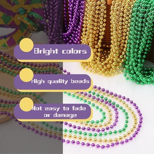 100PCS Bulk Parade Beads - Colorful Mardi Gras Bead Necklaces for Kids & Adults - Party Decorations & 33" Festival Parade Throw Accessories Bulk Beads for Wedding, Birthday