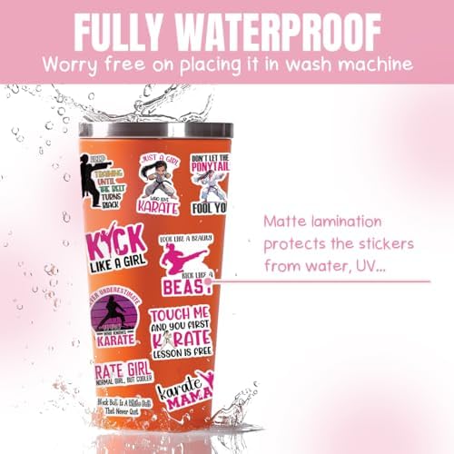 (10pcs) Karate Stickers Funny Karate Decals Sports Karate Fighter Martial Arts Funny Gifts Multiple Different Design, Waterproof, UV- Resistant, Suitable for Tumbler, Laptop Car Truck (Karate Girl)