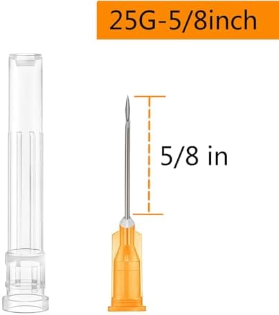 100 Pack 1ml 25 Gauge 5/8 Inch, for Scientific Labs, Industrial Dispensing and Liquid Measuring Supplies, Individually Sealed Packaging