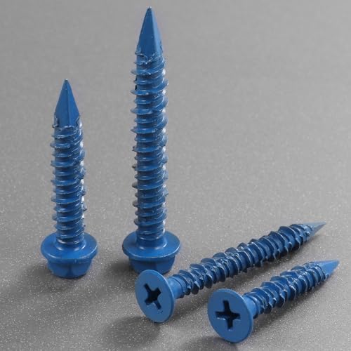 1/4x2-1/4 Inch 40PCS Hex Head Concrete Screws, Screws Anchor with Drill Bit,for Masonry, Block, Brick, Cement, Stucco, No Pre Drilling, Diamond Point