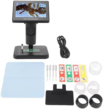 1080P Digital Microscope with 5in 800x480 Screen, USB 2600mAh Camera Microscope with Optical 1000X Digital 8X Zoom 3 Lighting Modes, Microscope for Soldering Research