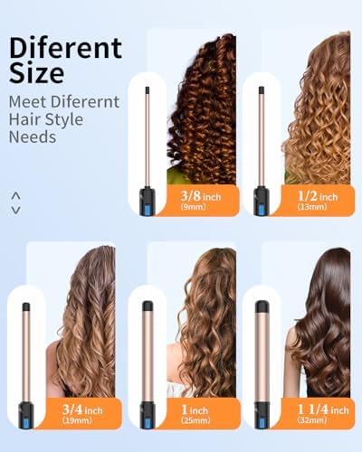 1 1/4 Inch Curling Wand Long Barrel, Dual Voltage Wand Curling Iron for Long Hair,Hair Curling Wand with Tourmaline Ceramic,10 Adjustable Temp