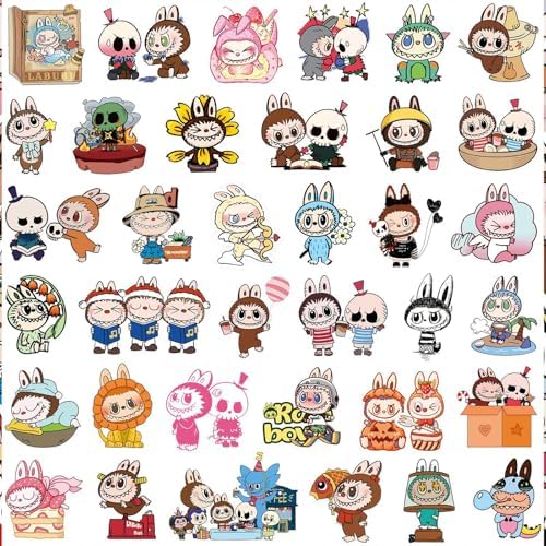 100pcs Labubu Cartoon Stickers - Waterproof Vinyl Decals for Teen Girls, Kids, Adults Cool Stickers for Water Bottles, Laptops, Skateboards, Phones, Guitars