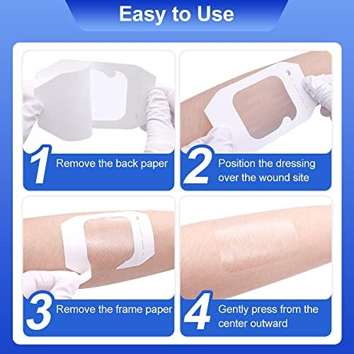 100 Pcs Transparent Film Dressing, HSA FSA Eligible, Waterproof Bandages Post Surgical for Wound Cover Shower, Clear Bandage 2.375" x 2.75"