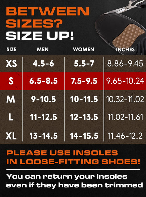 (Pro Grade) 220+ lbs Plantar Fasciitis High Arch Support Insoles Men Women - Orthotic Shoe Inserts for Arch Pain Relief - Boot Work Shoe Insole - Standing All Day Heavy Duty Support (S, Dark Military)