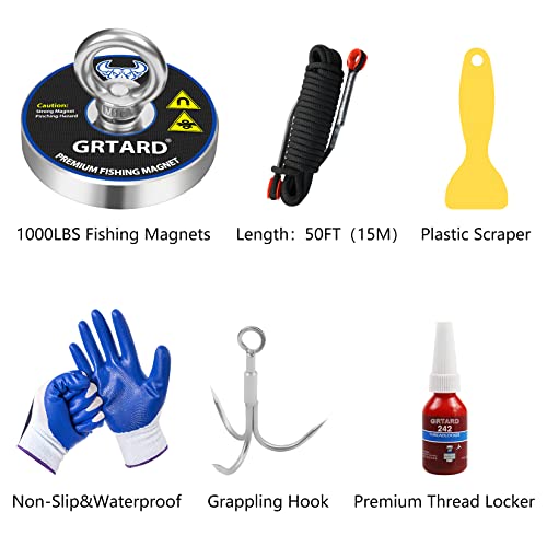 1000lbs Fishing Magnet Kit with Case, 3.54inch Diameter Magnet Fishing Combined Strong Pulling Force Premium Fishing Magnet for Magnetic Fishing and Heavy Duty Use