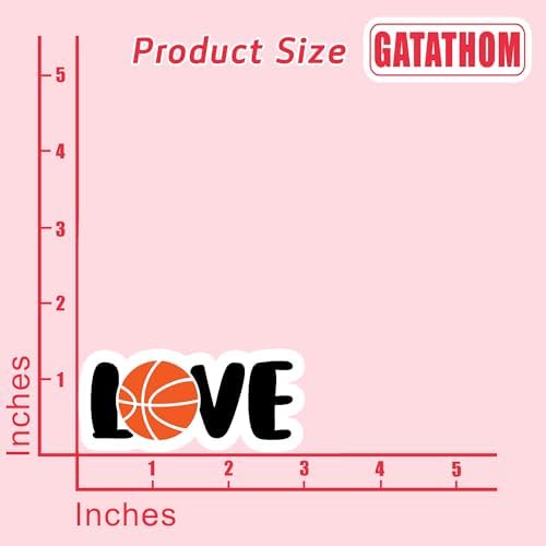 (3Pcs) Love Basketball Sticker Basketball Heart Sticker Basketball Accessories Basketball Lover Basketball Decals, Waterproof Vinyl Decal for Book Laptop Phone Tumbler Water Bottle, 3" x 1.4"