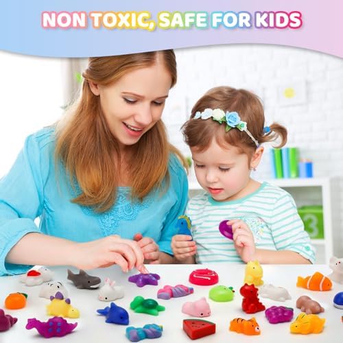 100Pcs Party Favors for Kids 4-8-12, Kawaii Mochi Squishy Toys for Kids, Bulk Fidget Toys Treasure Box Toys for Classroom Prizes,Valentine's Day Easter Egg Fillers Birthday Gifts for Kids