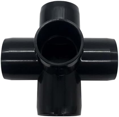 1/2“ Tee PVC Fitting 5 Way Elbow Connector, Furniture Grade 90 Degree Elbow Side Outlet, PVC Corner Fittings for Building Furniture Greenhouse Shed Tent Connection (Black-Pack of 8)