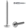 100pcs #8 x 1-1/2" 410 Stainless Steel Modified Truss Head Wood Screws, Phillips Drive Self Tapping Metal Screws with Screwdriver Bit