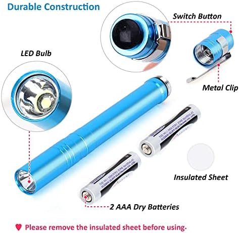 15-Pack LED Penlight - Pocket Bulk Pen Light Flashlight with Clip, 30-Piece Dry Batteries Included, Mini Pen Light for Inspection, Repairing, Camping and Training Course (15-Pack)
