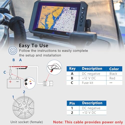 000-14041-001 HDS/Elite/Hook Power Cable Replacement, 3 Foot, 2-Wire Power Only Fits for Lowrance HDS, Elite FS, Elite Ti2, Hook, Mark