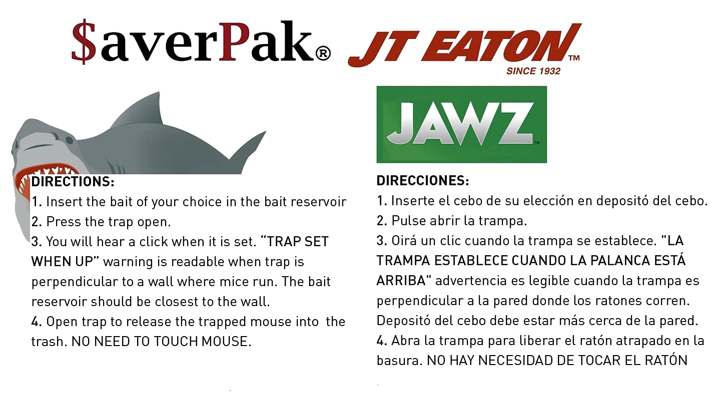 $averPak 8 Pack - Includes 8 JT Eaton Jawz Mouse Traps for use with Solid or Liquid Baits