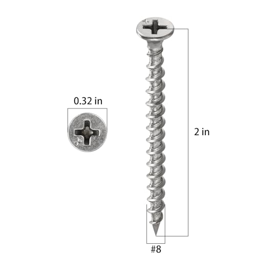 (160 pcs)#8X2 410 Stainless Steel Fastener Drywall Screws-Phillips with coarse Threaded tip, Black, Suitable for Drywall Slate, Wood, etc.(1 pounds)