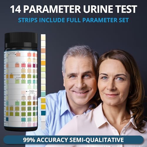 14 Parameter Urine Test Strips for Urinalysis | 100 Strips - Urine Testing Kit for Kidney, Liver, UTI, Keto Diet, Ketosis, Hydration, Proteinuria - RBC, PRO, BIL, PH, SGR, CRE, KET, SG +6 More
