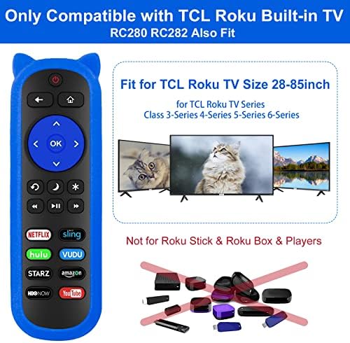 (Pack of 2) RC280 Remote for Roku TV Remote with 2 Glow Covers, for TCL Roku/Onn Roku/Hisense Roku/Element/Sharp/Haier/Hitachi/LG/Sanyo/JVC/Magnavox/RCA/Philips/Westinghouse Roku Series Smart TV