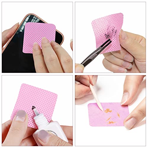 1080PCS Lint Free Nail Wipes- Non-Woven Soft Nail Polish Remover Pads, Nail Polish Remover Wipes Pink- Lint Free Wipes for Nail Polish Remover, Eyelash Extensions and Nail Art- DIY Nail Supplies