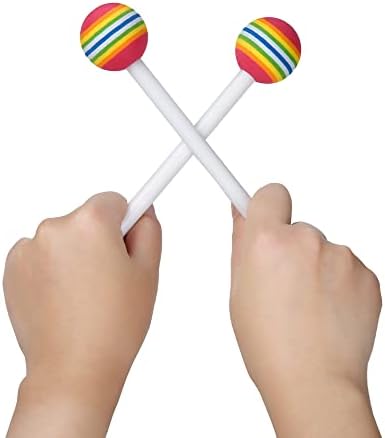 10 Pieces Drum Sticks for Kids, Rainbow Lollipop Drumsticks Soft Foam Head Beat Toy Percussion Mallets